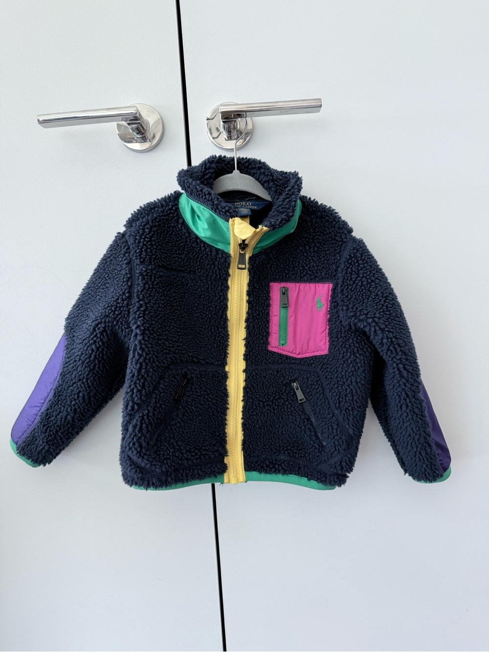 Polo by Ralph Color-Blocked Teddy Fleece Jacket Newport Navy 3T